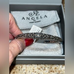 ANGELA BY JOHN HARDY Sterling Silver 14K Gold Bracelet Balinese Hinged Cuff NIB